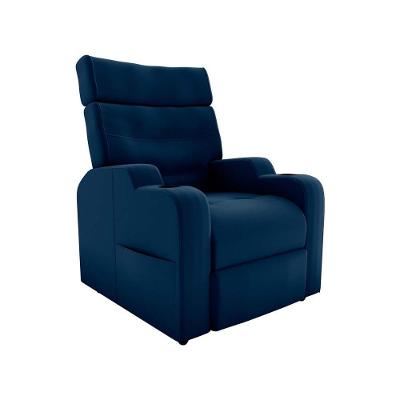 Poltrona Reclinável Do Papaicom Porta Copos Porta Controle Toro Veludo Azul Matrix Veludo Azul