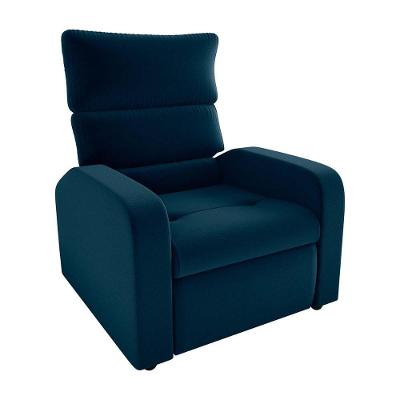 Poltrona Do Papai Reclinável Kwid Veludo Azul Matrix Veludo Azul