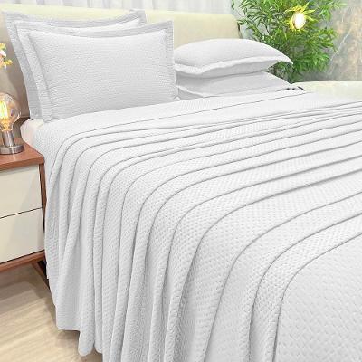 Kit Cobre Leito Colcha Jade Casal 3 Peças Percal 300 Fios Clássico - Branco - 100% Poliéster