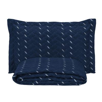 Cobre Leito Solteiro Heitor Bordado Hipercal 400 Fios 2 Peças - Azul Marinho