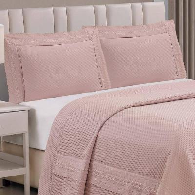 Cobre Leito Queen Majestic Bordado Inglês Micropercal 300 Fios Toque De Algodão 3 Peças - Malva