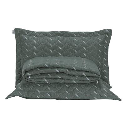 Cobre Leito Queen Heitor Bordado Hipercal 400 Fios 3 Peças - Verde Militar