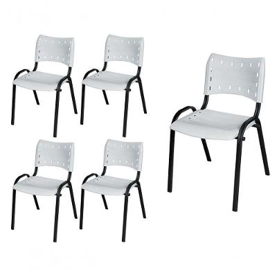 Cadeira Iso Base Preto Escola, Escritório Branco Kit 5 Un