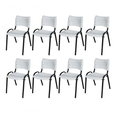 Cadeira Iso Base Preto Escola, Escritório Branco Kit 8 Un