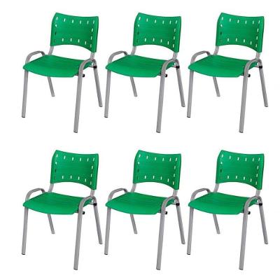 Cadeira Iso Base Cinza Escola, Escritório Verde Kit 6 Un