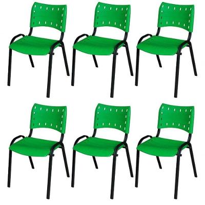 Cadeira Iso Base Preto Escola, Escritório Verde Kit 6 Un