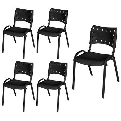 Cadeira Iso Base Preto Escola, Escritório Preto Kit 5 Un