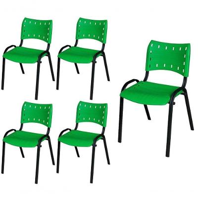 Cadeira Iso Base Preto Escola, Escritório Verde Kit 5 Un