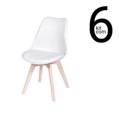 Conjunto 6 Cadeiras Saarinen Wood Branca