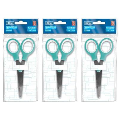 Kit Tesoura Escolar T402 Aqua Tilibra - 132mm C- 3 Unidades