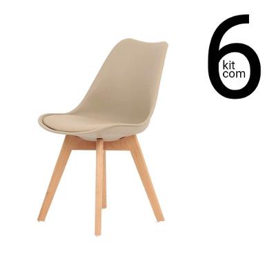 Conjunto 6 Cadeiras Saarinen Wood Fendi