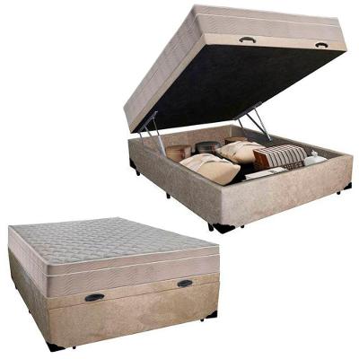 Cama Box Baú Casal Suede + Colchão Sereneprime Molas Ensacadas 138x188x69 Bege