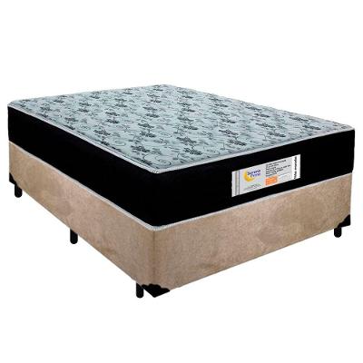 Cama Box Casal Suede + Colchão Molas Ensacadas Sereneprime Sonnolux 138cm Bege - Suporta Até 110kg Por Pessoa