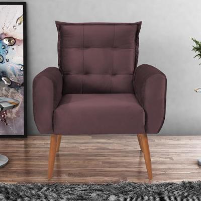 Poltrona Decorativa Para Sala Arcos Veludo Rosê