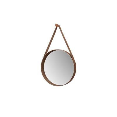Espelho Decorativo Redondo 60 Cm Com Alça Verona Castanho