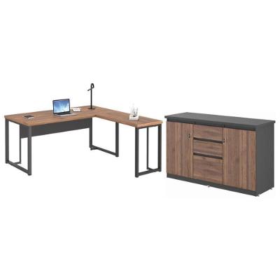 Mesa Em L 1,8 Com Balcao Akrotiri Noce Preto