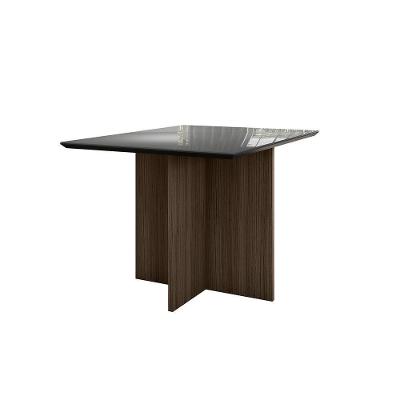 Mesa De Jantar 4 Lugares 1,20m Tampo Com Vidro Napoles Amendoa Grafite