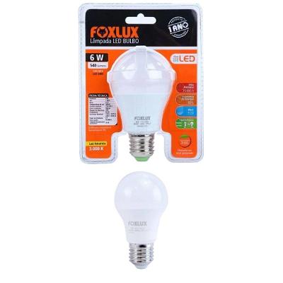 Kit 2 Lampada Led Bulbo 6w 3000k Bivolt Foxlux