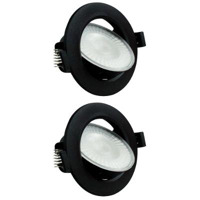Kit 2 Spot Led 7w Redondo 6500k Preto Bivolt Foxlux