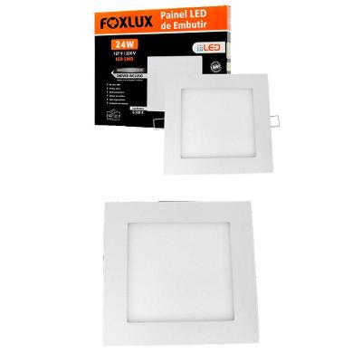 Kit 2 Painel Led 29,5x29,5 Quadrado Branco Sobrepor 24w 3000k Foxlux