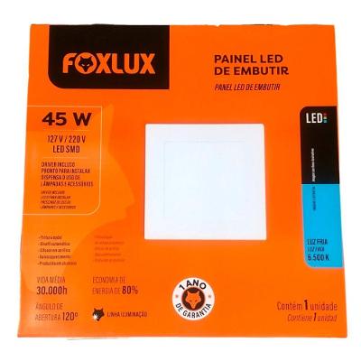 Painel Led 61,8x61,8 Quadrado Branco Embutir 45w 6500k Foxlux