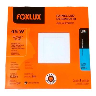 Painel Led 62x62 Quadrado Branco Embutir 45w 4000k Foxlux