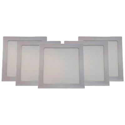 Kit 5 Painel Led 22x22 Quadrado Branco Embutir 18w 3000k Foxlux