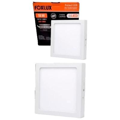 Kit 2 Painel Led 20,5x20,5 Quadrado Branco Sobrepor 18w 3000k Foxlux