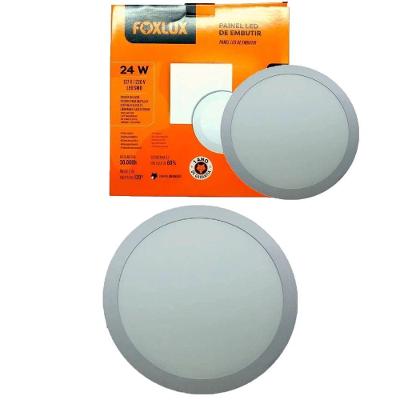 Kit 2 Painel Led 29,1x29,1 Redondo Branco Embutir 24w 3000k Foxlux
