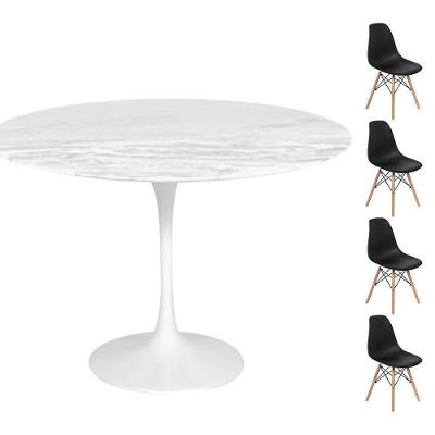 Conjunto Mesa Redonda 107cm + 4 Cadeiras Preta