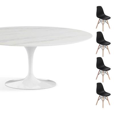 Conjunto Mesa Espirito Santo 160x90cm + 4 Cadeiras Preta