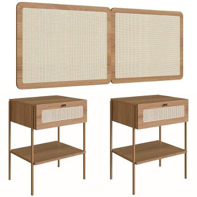 Cabeceira Casal E Queen Com 2 Mesas Laterais Arlo A10 Hanover/dourado - Mpozenato