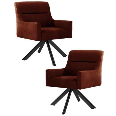 Kit 2 Poltronas Decorativas Giratórias Base Eiffel Preto Angel Veludo C-417 Malbec - Domi