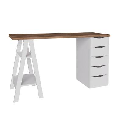 Escrivaninha Cavalete 5 Gavetas Mobile Spirit Branco/nogal - Artany