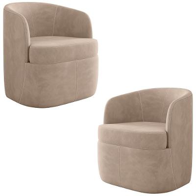 Kit 2 Poltronas Giratória Decorativa Para Sala Dandara Z08 Veludo Bege - Mpozenato