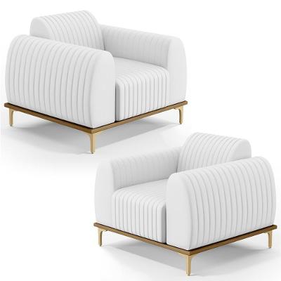 Kit 2 Poltronas Decorativas Base Gold Molino D06 Pu C-12 Branco - Mpozenato