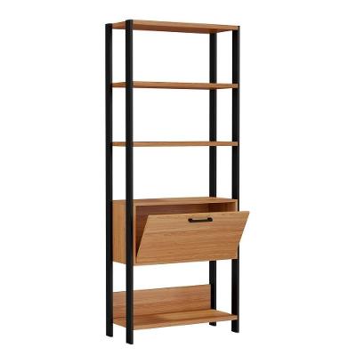 Estante Alta Estilo Industrial 1 Porta E95 Freijó/preto Fosco - Pradel
