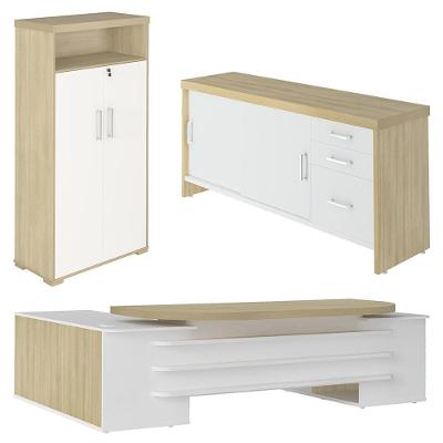 Conjunto Escritório Home Office 3 Peças Corp A06 Carvalho/branco - Mpozenato
