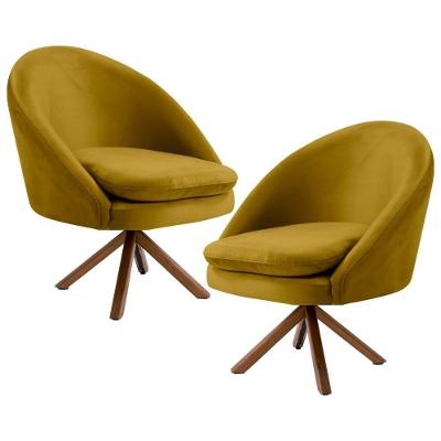 Kit 2 Poltronas Decorativas Giratórias Base Giromad Madeira Rafa C-279 Veludo Mostarda - Domi