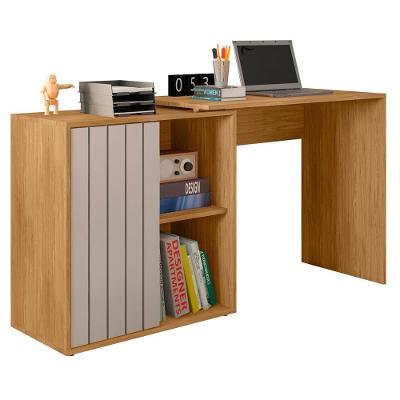 Mesa Para Escritório Home Office 1 Porta Ripada Tech Mel/cacao - Caemmun