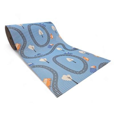Tapete Passadeira Emborrachada Pvc Antiderrapante 0,65x3,00m Estrada Azul