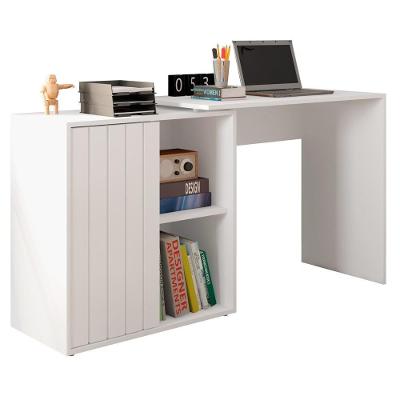 Mesa Para Escritório Home Office 1 Porta Ripada Tech Branco Fosco - Caemmun