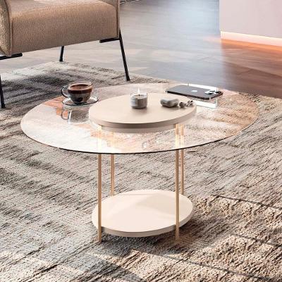 Mesa De Centro Redonda Tampo De Vidro Sky Off White - Hb Móveis