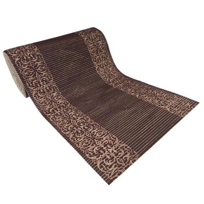 Tapete Passadeira Emborrachada Pvc Antiderrapante 0,65x3,00m Barrado Bege Marrom