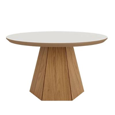 Mesa De Centro Base Hexagonal West D01 Off White/freijó - Mpozenato