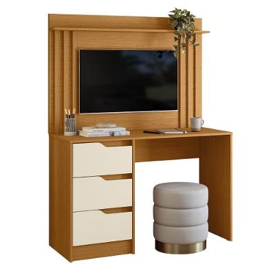 Mesa Escrivaninha 3 Gavetas Painel Tv 40 Pol Doble Off/cinamomo - Albatroz
