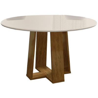 Mesa De Jantar Redonda 6 Lugares 135cm Ella N02 Ypê/off White - Mpozenato