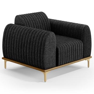 Poltrona Decorativa Base Gold Molino D06 Linho D-465 Chumbo - Mpozenato