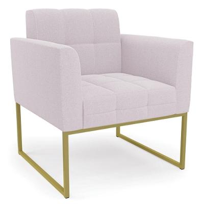 Poltrona Para Sala Base Industrial Dourado Ana Bouclé Rosê - Ibiza