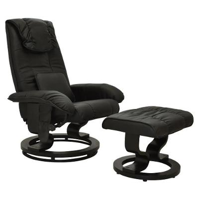Poltrona Do Papai Massageadora Elétrica Com Puff Louis R02 Sintético Preto - Mpozenato